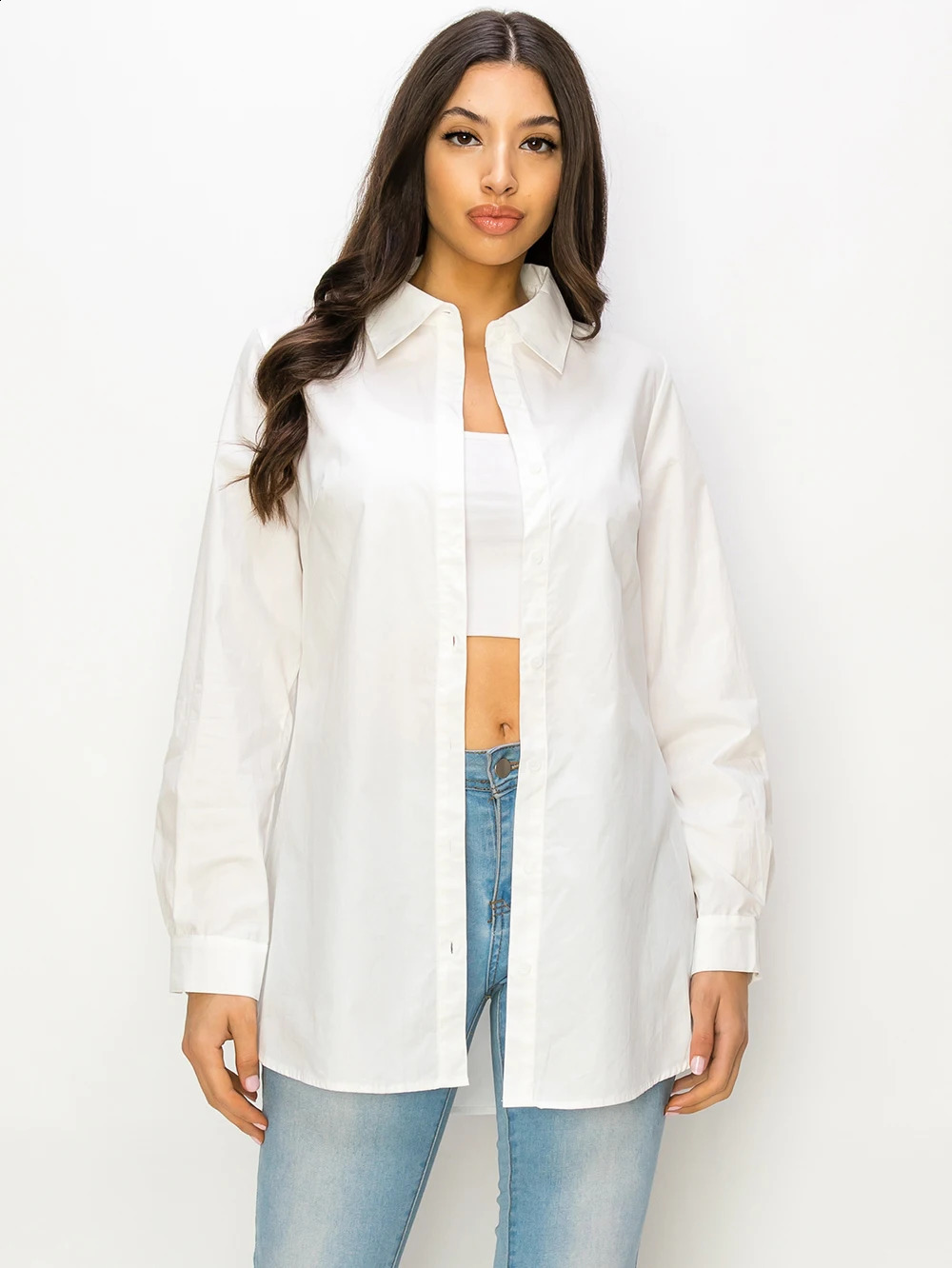 White Long Sleeve Cotton Button Down Shirts For Women Blouses Camisas De Mujer Ladies Tops Chemise Femme Womens Clothing 250110