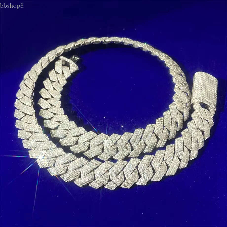 Hot Selg Hiphop Classic Iced Out VVS Moissanite Dia 10K 14K Gold Plated Sterg Sier Cuban Necklace for men