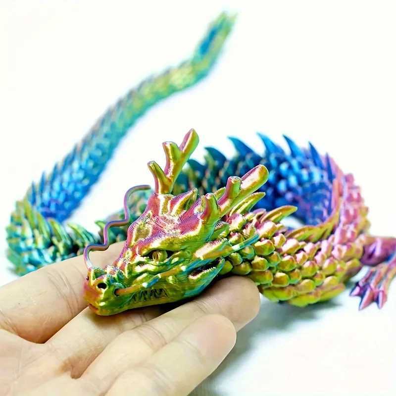 3D Printed Conjoined Dragon Ornaments Movable Creative Dragon Plants rockery Fish Tank Landscaping Decoration 30cm Z250118