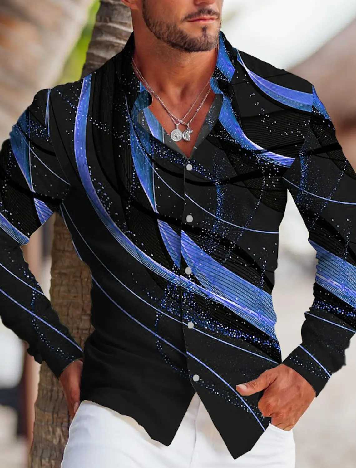 New simple line casual mens formal shirt button shirt long sleeve business daily autumn spring summer 3D shirt collar buttonXJ250121