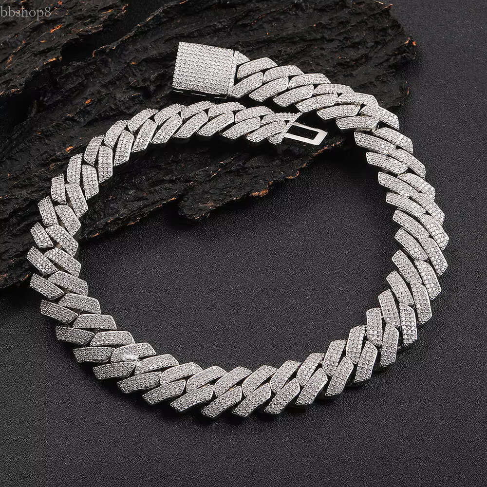 15mm 18mm Hip Hop Fine Jewelry Baguette Dia Men Necklace Sterg Sier Fully VVS Moissanite Cuban k Chain