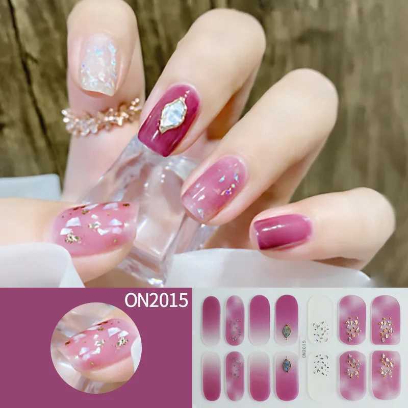 14Tips DIY Gel Nail Stickers Glittering Simple Long-Lasting Nail Strips Patch Slider Sticker Full Cover Decal Nail ManicureXJ250120