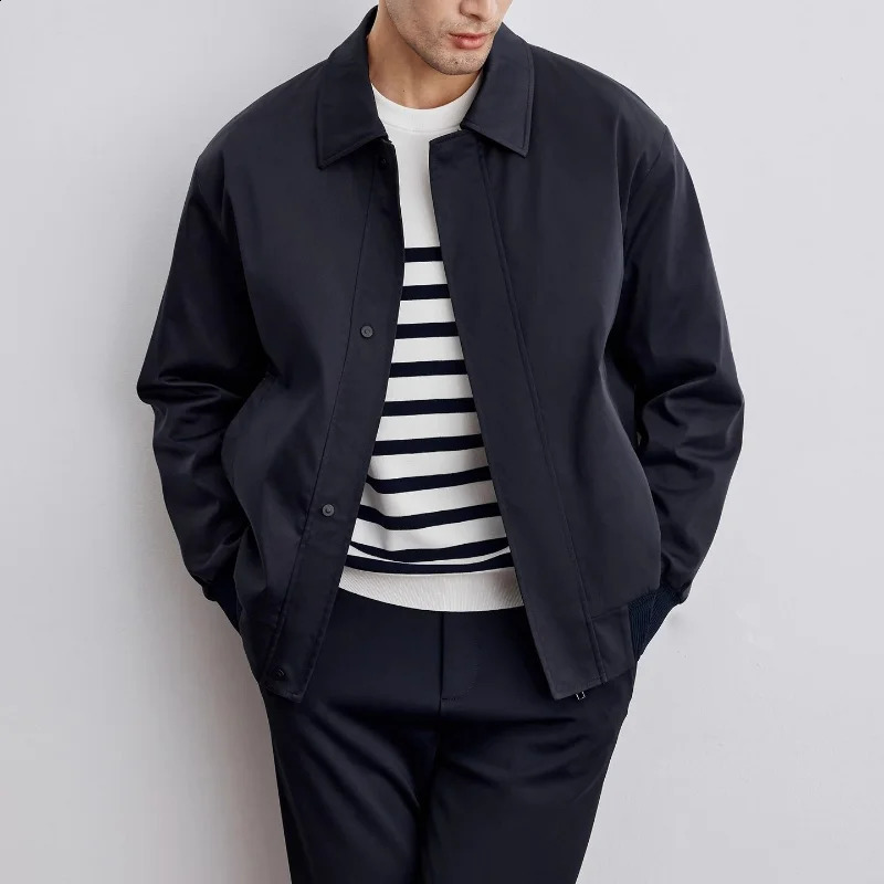 Spring Korean Executive Jackets Mens Solid Lapel Button Zipper Pocket Patchwork Trendy High Quality Solid Long Sleeved Coat Top 250122