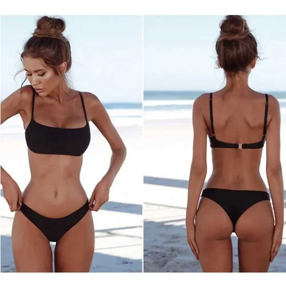 New Solid Sexy Bikini Set Women Swimming Suit Fashion Swimsuit Two-Piece Swimwear Bathing Suit Fe Biquini S-XL SetsXJ250120