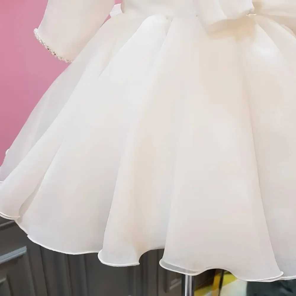Long Sleeve Baby Girl Dresses Baptism Clothing 1 Year Birthday Party Toddler Christening Gown Infant Newborn Girl Pageant Dress X250203