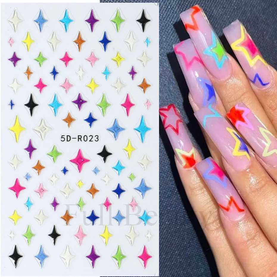 3D Kawaii Jelly Rainbow Heart Nail Sticker Summer Cute Cartoon Flower 5D Pudding Gel Decals for Nail Art Decorations ManicureXJ250120