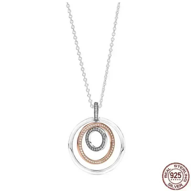 Exquisite 925 Sterling Silver Classic Shiny Heart Circular Pendant Necklace fits Design Original Charm Beads DIY Festival GiftsXJ250114