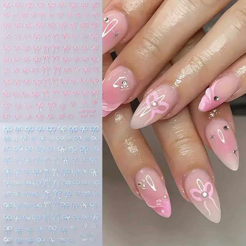 1/2pcs Black White Pink Mini Bowknot Design Nail Art Sticker Self Adhesive Lace Ribbons Bow Butterfly Decals Nail Art DecorationXJ250120