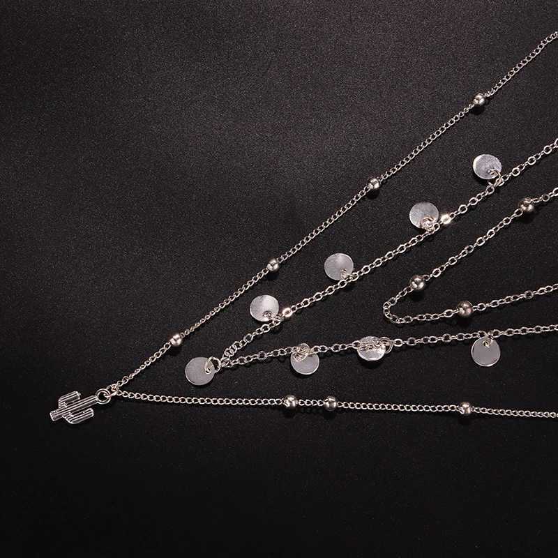 New 925 Sterling Silver Triple Layer Necklace Plant Round Piece Choker Exquisite Clavicle Chain Send Womens Fine AccoriesXJ250114