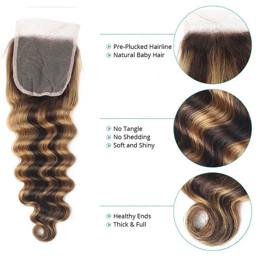 Highlight Loose Deep Wave Bundles with Clo Brown Human Hair Bundles with Clo Ombre Honey Blonde Bundles with CloXJ250120