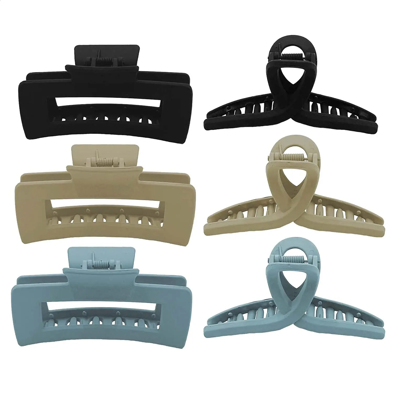 Large Claw Clips for Thick Hair Rectangle and Butterfly Hair Clips for Women Matte Non-Slip Strong Hol 6 Packs 4.1 in 250120