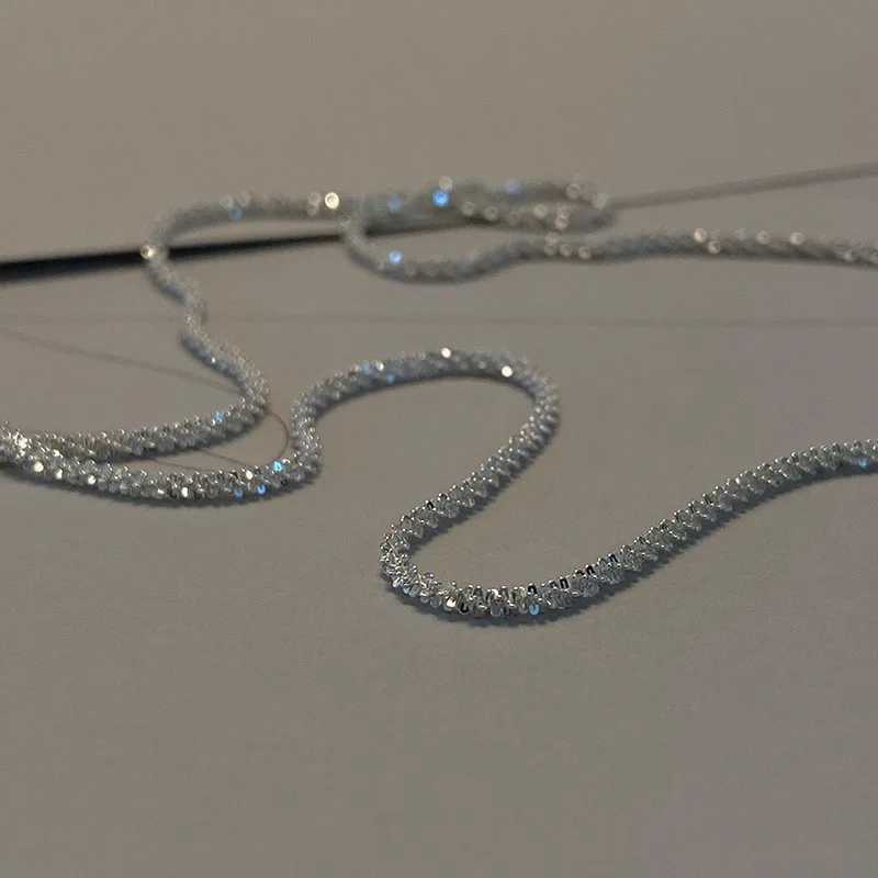 Popular 925 Sterling Silver Sparkling Clavicle Chain Choker Necklace Collar For Women Fine Jewelry Wedding Party Birtay GiftXJ250114