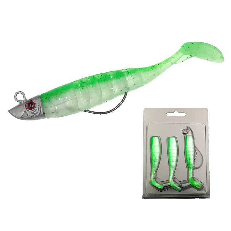 Fake Lure Jigging Soft Bait Fishing Lures 9/11cm 15.6/23.3g DIY Head Jig Fish T Tail Sea Bass Lure Fishing Tackle 6 ColorsXJ250122