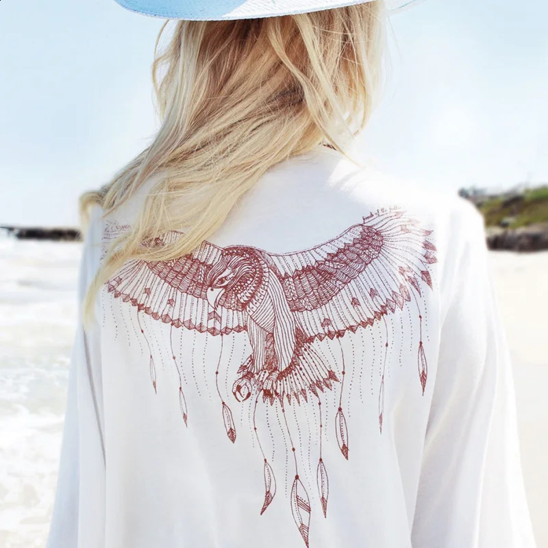 2024 solid patchwork lace beach cover oversized bikini swimsuit long sleeved printed short kaftan cardigan 250122