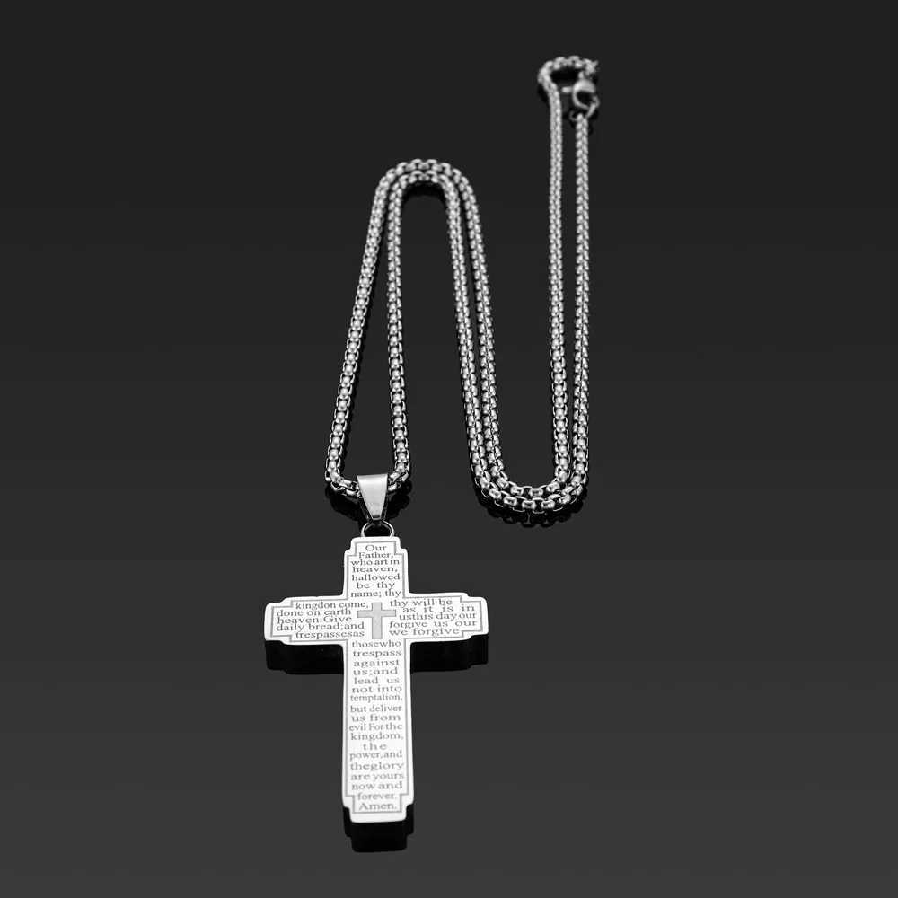 TrendMen Hiphop Rock Crucifix Cross Stainless Steel Pendant Necklaces For Men Boys Black Metal Clavicle Chain Party Jewelry GiftXJ250121