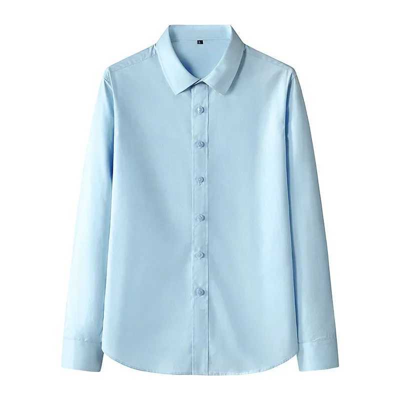 New Mens Long-sleeved Slim Shirt Business Casual Formal Office Shirt Male White Black Light Blue Navy Plus Size 8XL Solid ColorXJ250121