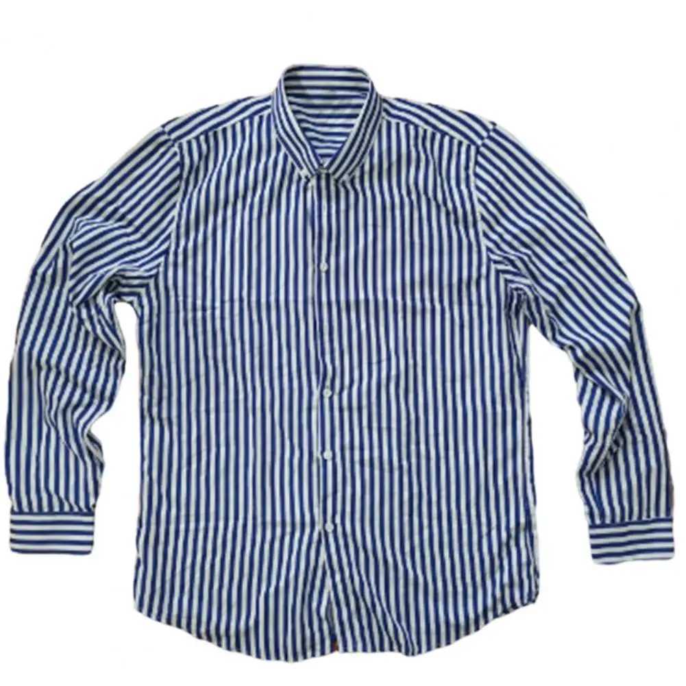 Slim Fit Striped Shirt Men Business Shirt Formal Business Style Mens Striped Cardigan with Turn-down Collar Slim Fit for MidXJ250121