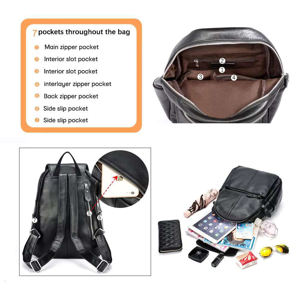 Zency 2025 Red Genuine Leather Women Backpack High Quality Large Capacity Travel Knapsack Shoulder For Ladies New Year Gifts