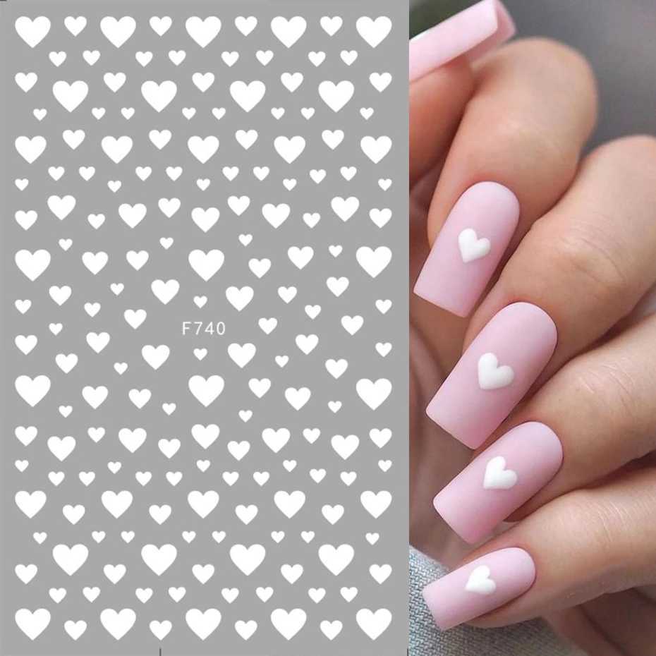 3 Packs 3D Laser Heart Alphabet Nail Art Stickers Nail Art Decorations Flowers Stars Black and White Nail Art DecorationsXJ250120