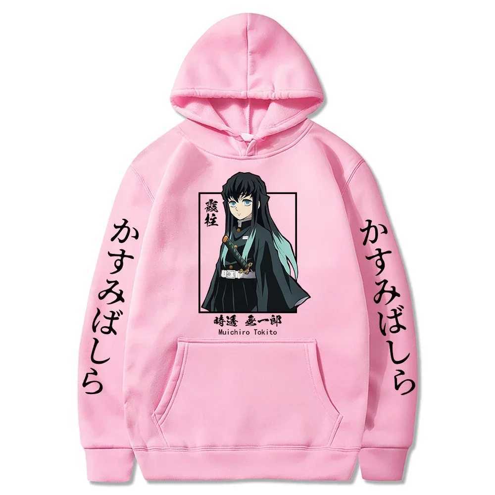 2024New Anime Demon Slayer Muichiro Tokito Graphic Hoodies Pullover Harajuku Streetwear Cartoon Casual oversized man SweatshirtXJ2500118