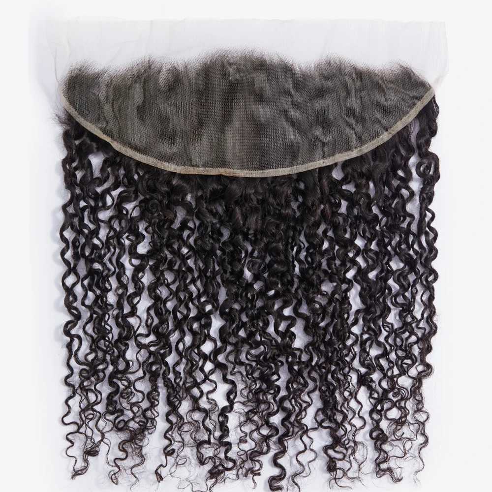 Brazilian Kinky Spirals Curly Bundles With Frontal 10A Double Drawn e Curl Human Hair Extension Weave With Frontal CloXJ250120