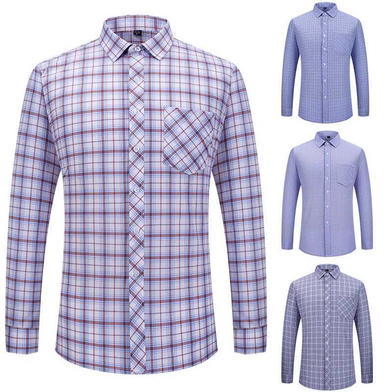 2024 New Mens Plaid Shirts Long Sleeve Cotton Checked Shirt Formal Fashion Thin Soft Classic Basic Casual Male Clothing 6XL 5XLXJ250121