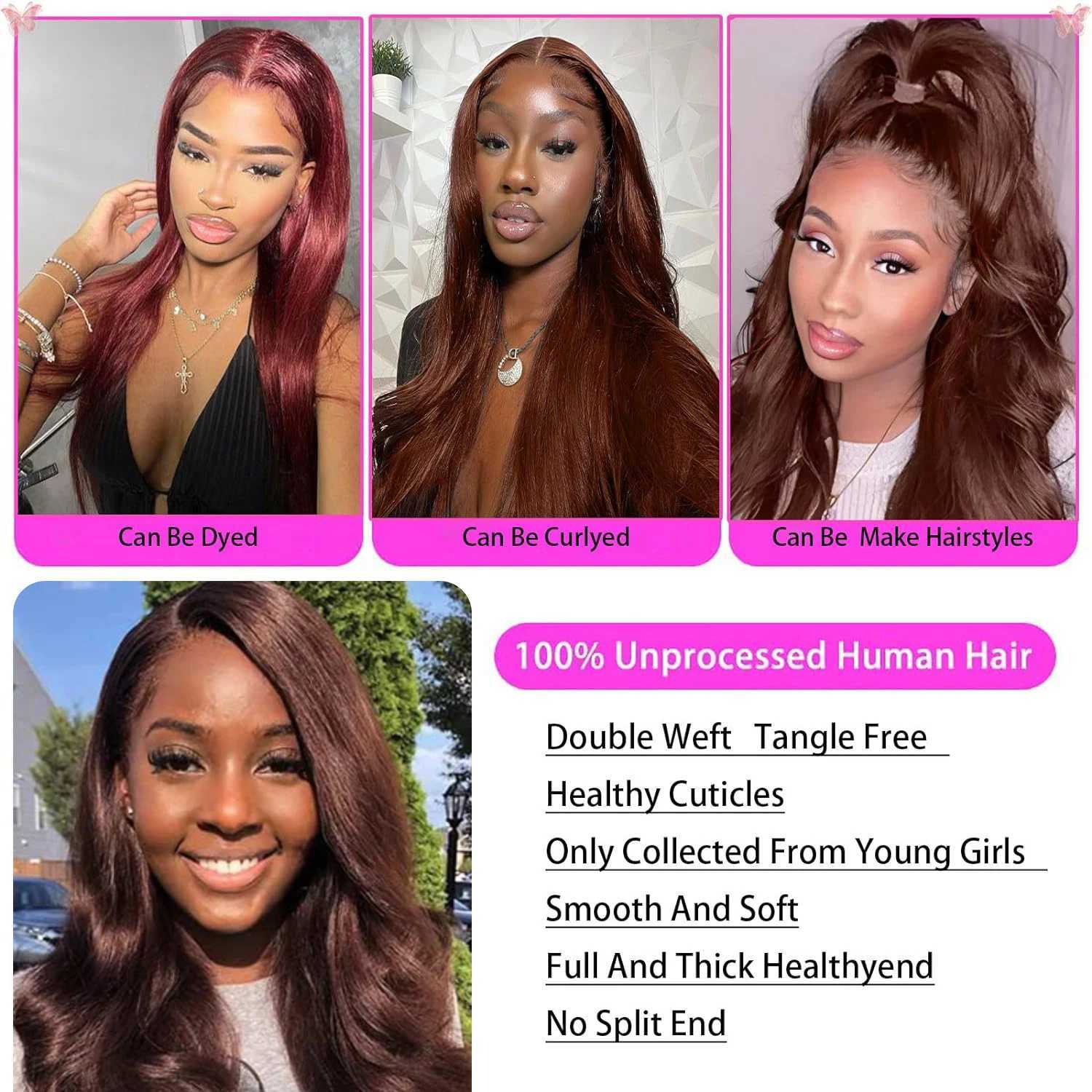 Chocolate Brown Body Wave Bundles With 13x4 Frontal Color #4 Remy Human Hair Extension 2/3/4 Bundles with Lace Frontal for WomenXJ250120