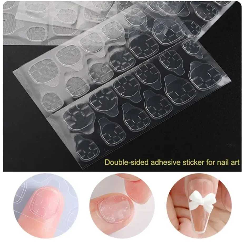 25 Sheet/600PCS Double Side Glue Nail Sticker Adhesive Tabs Waterproof Breathable Fake Nail Glue Stickers Jelly False Nails TipsXJ250120