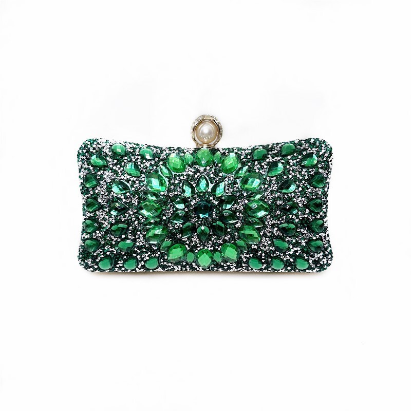 TEMU Fashion Colored Water Sparkling Inlaid Diamond Banquet Handbag Evening Dress Bag