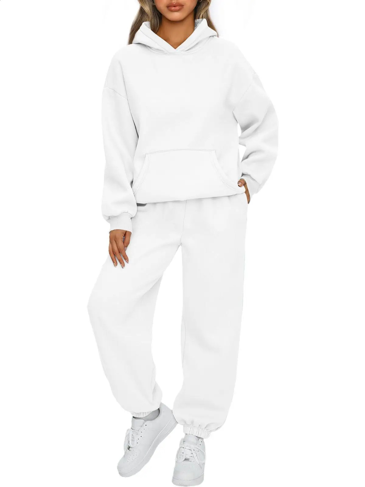 Ladies Sweat Suit Solid Color Hooded Sweatshirt And Pant Tracksuit Women Jogging Sport Set Lounge Wear Autumn Winter Clothes 250122