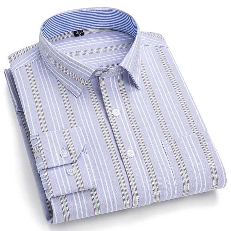 2025 New 100% Pure Cotton Oxford Soft Social Shirt Long Sleeve Formal Male Clothes Solid Color Shirt Men Clothing Plus SizeXJ250121