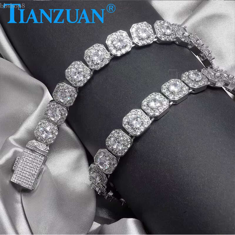 Hip Hop Cuban k Iced Out Tennis Chain Moissanite Necklace Bracelet for Men Women Fashion Jewelry