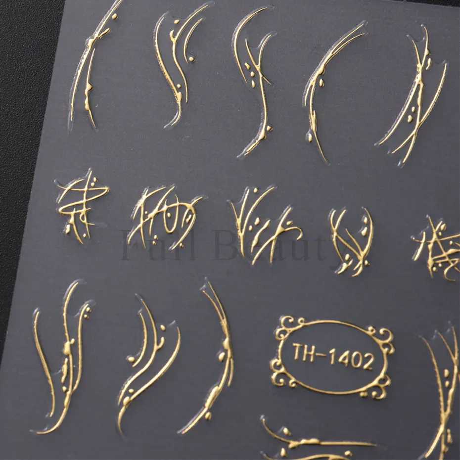 3D Golden Stripe Lines Sticker For Nails Metal Strip Tape Design Marble Ribbon Bow Flower Nail Art Adhesive Decal Manicure DecorXJ250120