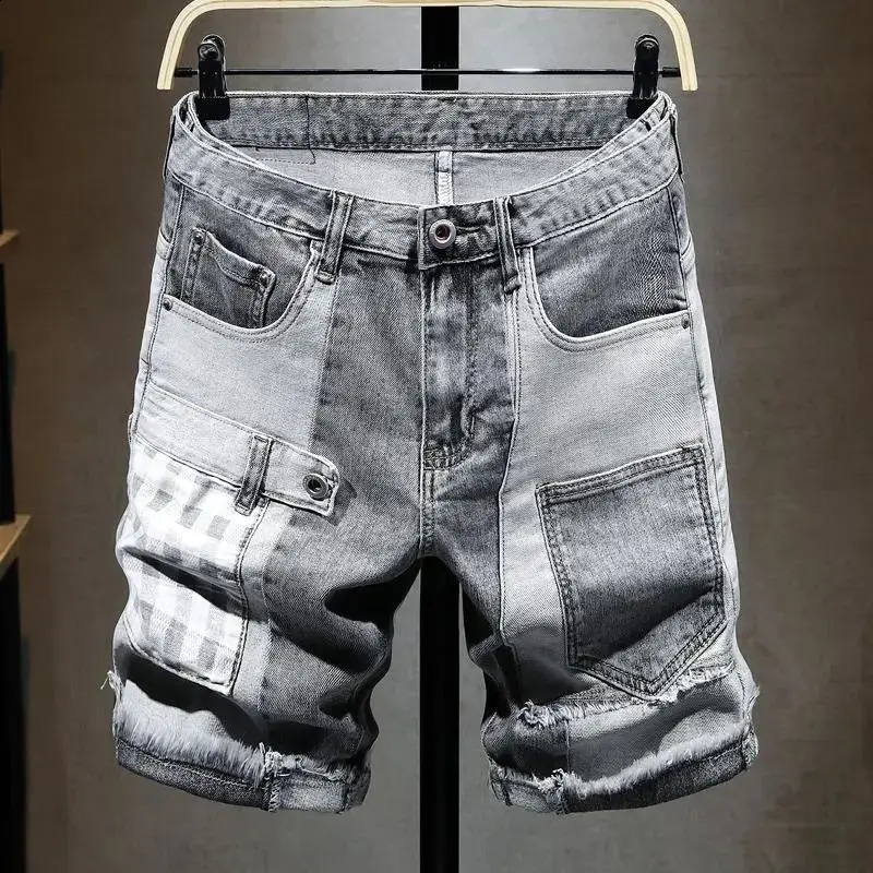 Harajuku Fashion Clothing Casual Denim Knee Length Shorts for Men Summer 2024 Hip Hop Streetwear Short Jeans 250121