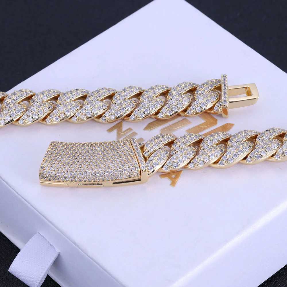 NUOYA 13MM 2 Rows Hip Hop Cubic Zircon d Out CZ Bubbles Cuban Chain Necklace Women Mens Jewelry Party GiftXJ250114