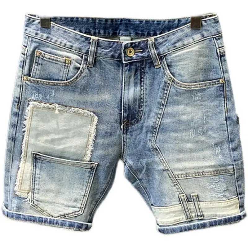 New Korean StyleHarajuku Fashion Designer Luxury Hip Hop Boyfriend Summer Casual Denim Spliced Jeans for Men Classic Jeans Male X250203