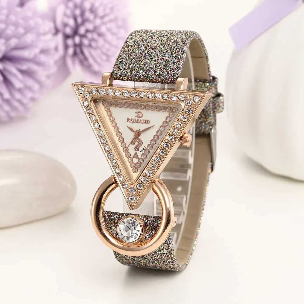 2024 Wen Watches Creative Luxury Triangle Rhinestone Dial Frosted Strap Ladies WristWatch Fashion Quartz Watch Womens Watches X250203
