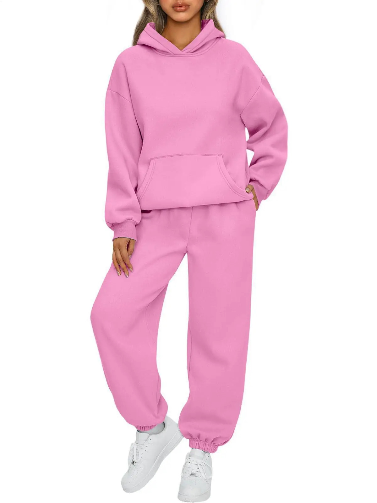 Ladies Sweat Suit Solid Color Hooded Sweatshirt And Pant Tracksuit Women Jogging Sport Set Lounge Wear Autumn Winter Clothes 250122