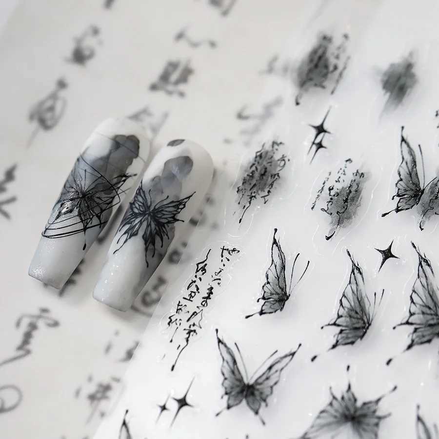 3D Embossed Butterfly Nail Art Stickers Decals Self-Adhesive Nail stickers 5D Black Butterfly Nail SuppliesXJ250120