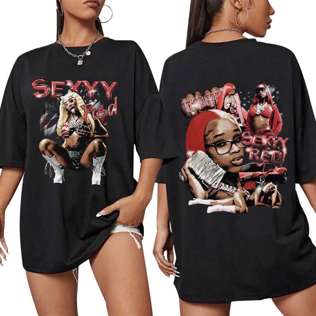 Rapper Sexyy Red Graphic T-shirt Men Women Fashion Hip Hop Oversized T Shirt Casual 100% Cotton Short Sleeve T-shirts Streetwear X250203