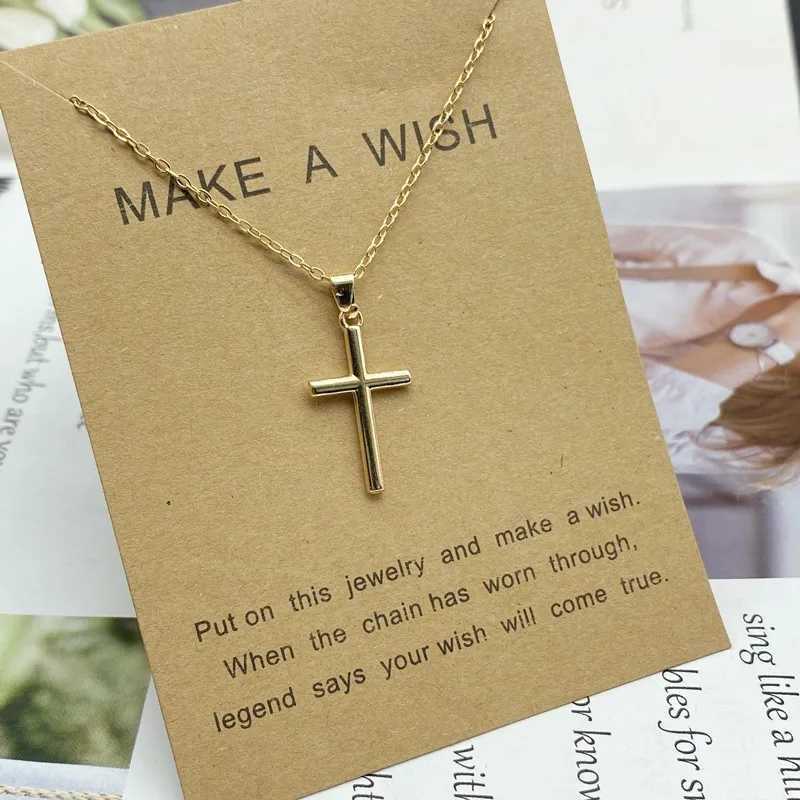 Charm Gold Color Crystal Cross Pendant Necklace For Women Men Tower Circle Owl Couple Jewelry Gift Neck Chain Choker AccessoriesXJ250121