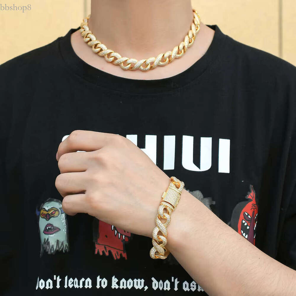 New 15MM Hip Hop Iced Moissanite Stainless Steel Season Sier Dia Cuban k Chain For Men