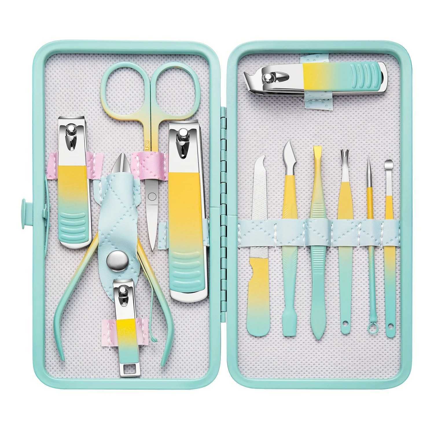 7-18pcs Gradient colors Manicure Set Pedicure Sets Nail Clippers High-quality Steel Professional Nail Cutters Tools with TravXJ250116