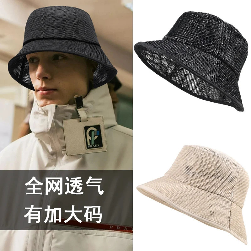 Full Mesh Oversize Panama Hat Cap Big Head Man Outdoor Fishing Sun Lady Beach Plus Size Bucket 58cm 60cm 62cm 250118