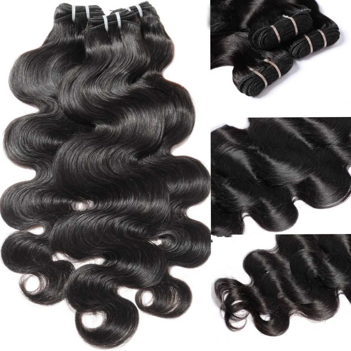 Body Wave Bundles with Clo 3PCS Bundles with 4x4 Lace Clo Natural Color Human Hair Extension for WomenXJ250120