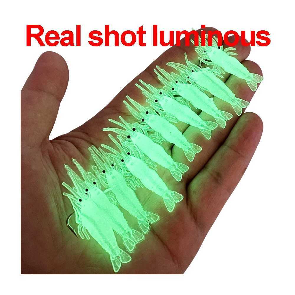 10Pcs 4cm 1.5g Soft Shrimp Worm Shrimp Fishing Lure Tackle Luminous Wobbler Perch Carp Silicone Sharp Lure ArtificialXJ250122