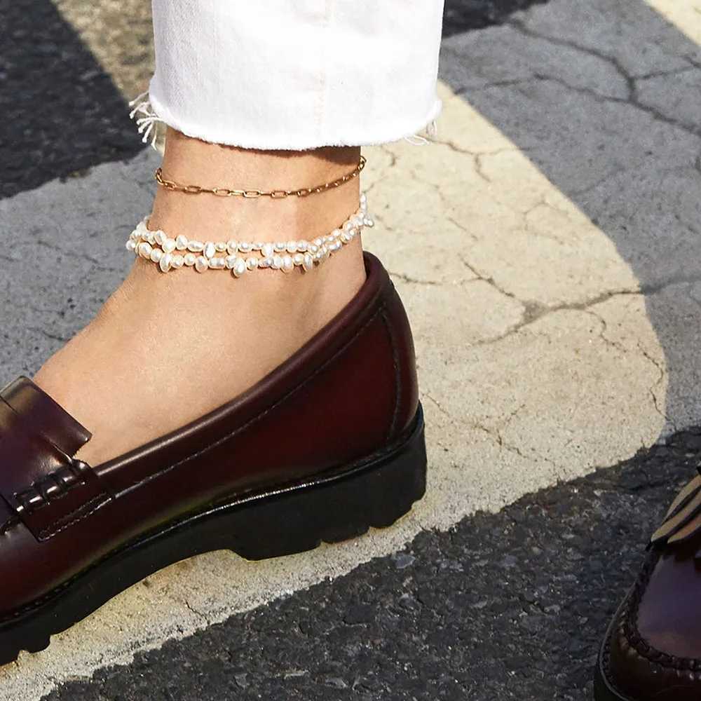 Yori Fashion Link Chain Stainl Steel Simple Anklets for Women Waterproof Golden Metal Texture Jewelry Girl Beach Gift ManXJ250121