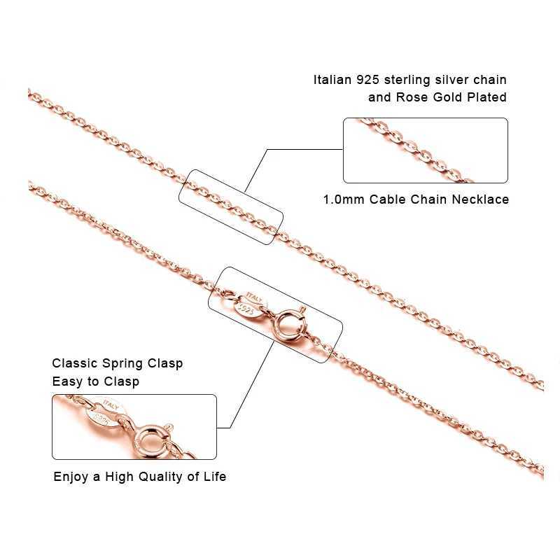 KISS MAN Genuine 925 Sterling Silver Cable Chain Necklace Rose Gold Plated Chain Necklace for Women Necklace Jewelry SC06XJ250114