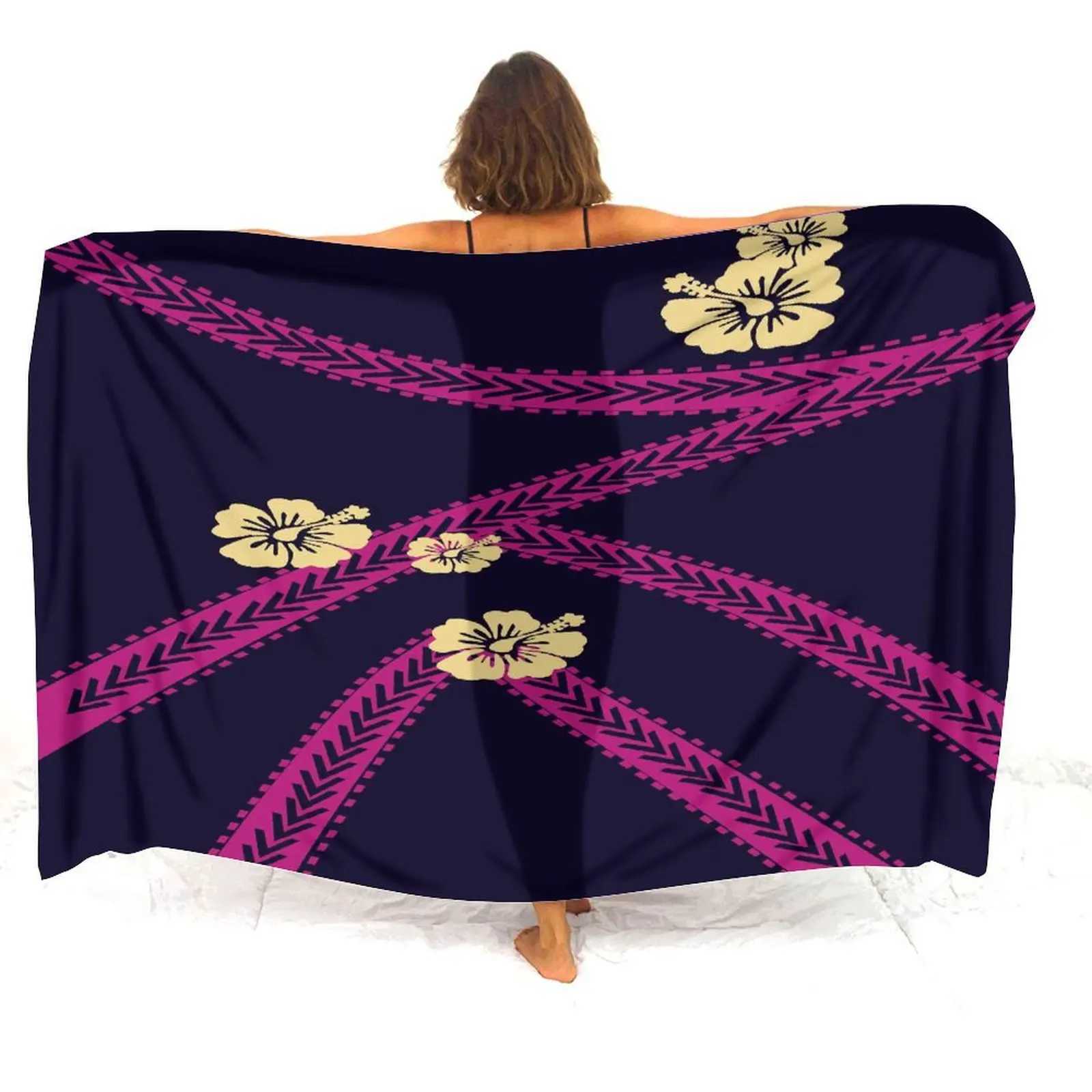 Wholesale Custom WomenS Sarong Polynesian Floral Print Summer Bikini Coat Anti-Slip Cover Sarong Soft Fabric Temperament Coat W250120