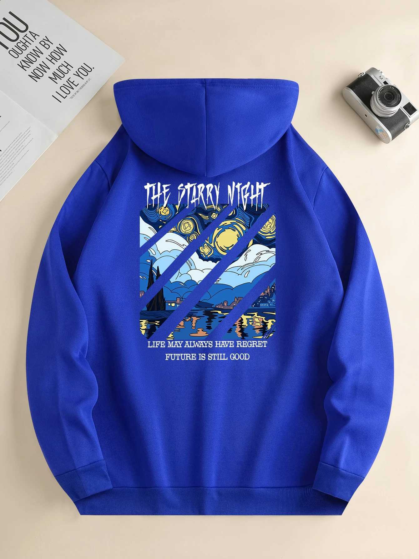 Mens new trendy round neck sweatshirt casual daily comfortable round neck sports shirt with wave print mens topXJ2500118